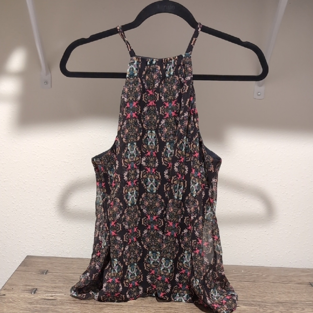 Likely Pink and Green Halter Sleeveless Crop Tank Top